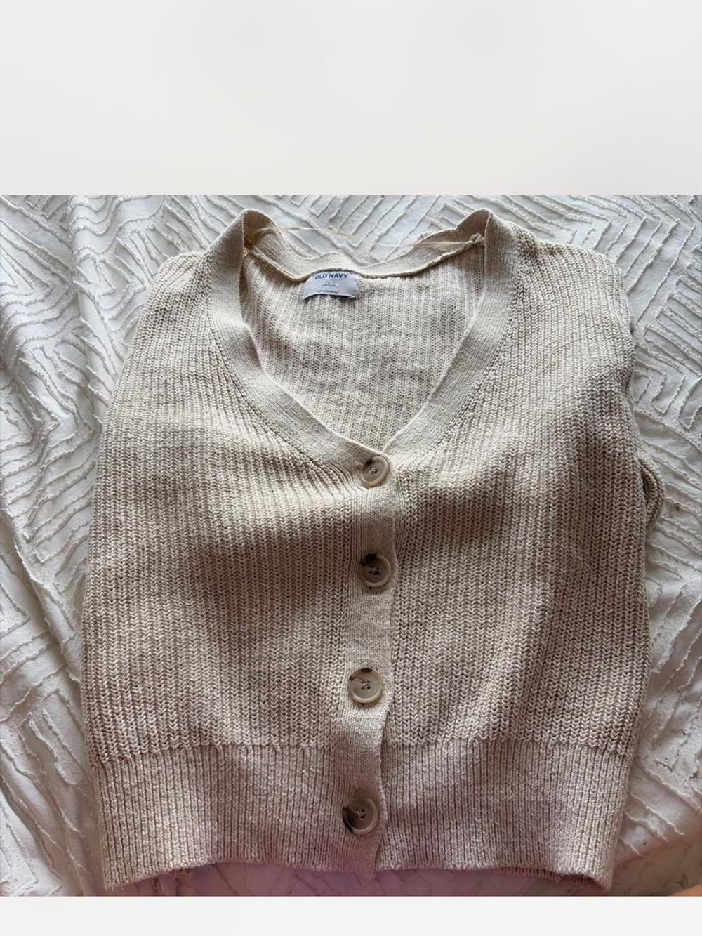 Old Navy Cream Button-Front V-Neck Sweater Vest